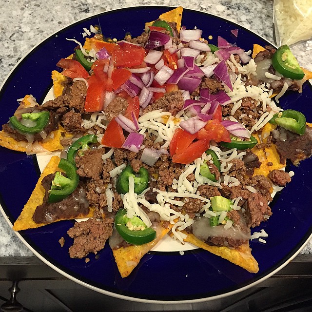 My super #healthy super #tasty #delicious #nachos from tonight. #bison #organic #fresh #tomatoes #onions #cheese #beans #jalapenos #hot #spicy #diet #nutrition #yum #fatloss #weightloss #lean #strong #body #muscles #lookinggood #hotsauce #denver #milehigh #colorado