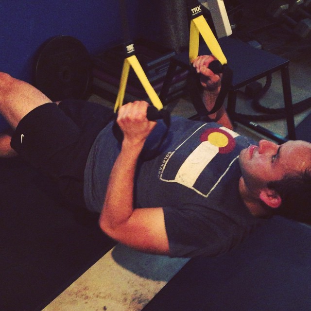 Rod getting some #trx #pullups at the #gym tonight. #Denver #Colorado #personaltrainer #personaltraining #fitness #bootcamp #fitness #fitnessbootcamp #workout #lats #backday #core #abs #ripped #burnfat #weightloss #weighttraining #weights #dumbbells #denverpersonaltrainer #biceps