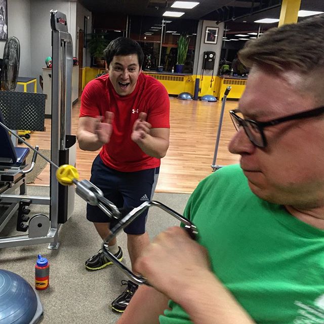 Matt cheering on Adam during some 150 lb cable rows. #Bootcamp #personaltrainer #gym #denver #colorado #fitness #personaltraining #trainerscott #bodybuilder #bodybuilding #deadlifts #deadlift #glutes #quads #hamstrings #hamstring #hammies #squats #squat #lunges #legs #legday #weightlifting #weighttraining #men #buff #strong #dude #bromance