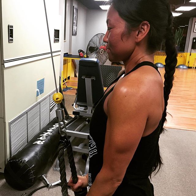 Ann getting some cable tricep extensions. #Bootcamp #personaltrainer #gym #denver #colorado #fitness #personaltraining #trainerscott #bodybuilder #bodybuilding #deadlifts #deadlift #glutes #quads #hamstrings #hamstring #hammies #squats #squat #lunges #legs #legday #weightlifting #weighttraining #triceps #buff #babe #strong #arms