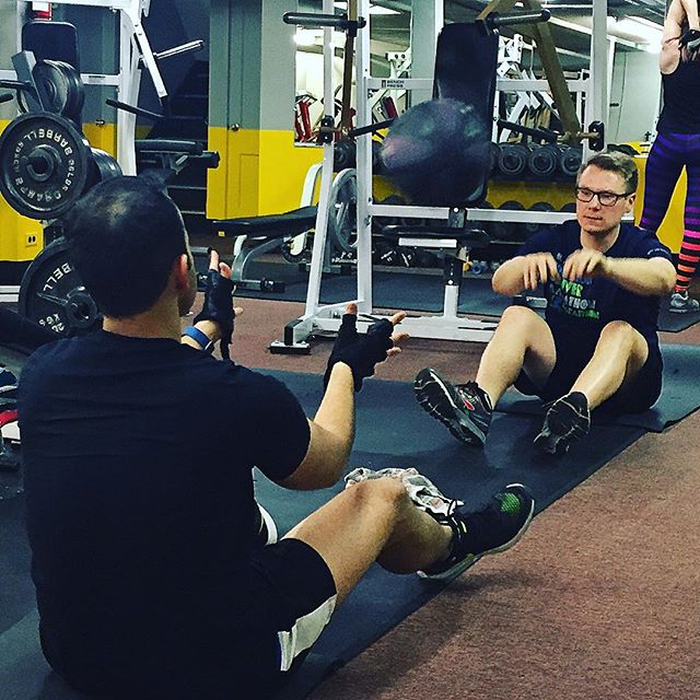 Adam and Rod throwing the ball during sit-ups at group personal training tonight. #Bootcamp #personaltrainer #gym #denver #colorado #fitness #personaltraining #trainerscott #bodybuilder #bodybuilding #deadlifts #deadlift #glutes #quads #hamstrings #hamstring #squats #squat #lunges #legs #legday #weightlifting #weighttraining #men #buff #strong #situps #abs #core