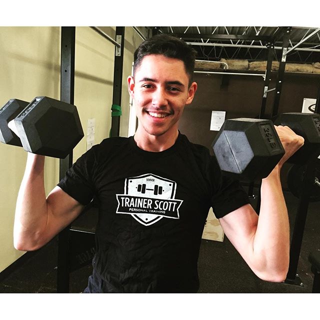 Martin won a T-shirt at his work for most visits to gym this month. #Bootcamp #personaltrainer #gym #denver #colorado #fitness #personaltraining #trainerscott #bodybuilder #bodybuilding #wellnessprogram #deadlift #glutes #quads #hamstrings #exercise #workout #squats #squat #corporatefitness #legs #legday #weightlifting #weighttraining #men #curls #biceps #work #strong