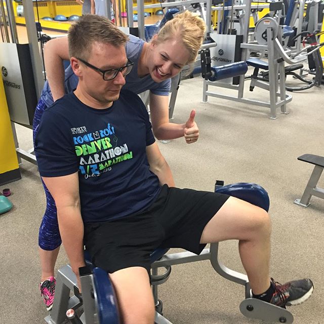 Liz approves of Adam's buttock strength.  #Bootcamp #personaltrainer #gym #denver #colorado #fitness #personaltraining #fun #bodybuilder #bodybuilding #deadlifts #life #running #quads #run #women #fit #squats #squat #lunges #legs #legday #weightlifting #weighttraining #men #sweat #women #cardio #strong