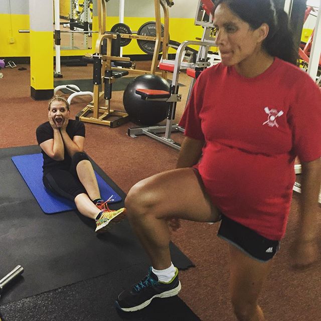 Jessie is blown away that Marlene can still do step ups while pregnant.  #personaltrainer #gym #denver #colorado #fitness #personaltraining #fun #bodybuilder #bodybuilding #deadlifts #life #running #quads #run #women #fit #squats #squat #lunges #legs #legday #weightlifting #weighttraining #men #women #cardio #strong #pregnant #mom