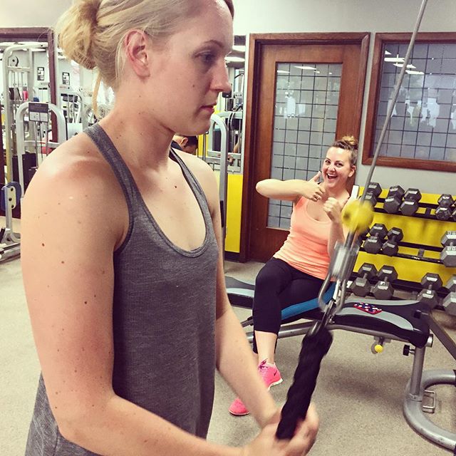 Elisha giving her approval on Liz's tricep extensions at group personal training tonight.  #Bootcamp #personaltrainer #gym #denver #colorado #fitness #personaltraining #fun #bodybuilder #bodybuilding #deadlifts #life #running #quads #run #women #fit #squats #squat #lunges #legs #legday #weightlifting #weighttraining #men #sweat #women #cardio #strong