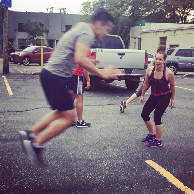 Trinh getting airborne while jumping at Boot Camp while Angela watches in amazement. #personaltrainer #gym #denver #colorado #fitness #personaltraining #fun #bodybuilder #bodybuilding #deadlifts #life #running #quads #girl #woman #fit #squats #squat #lunges #legs #legday #weightlifting #weighttraining #men #sweat #women #cardio #strong #girls
