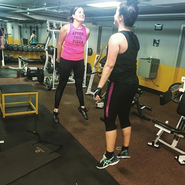 3...2...1...liftoff...Ariel and Kellie getting some serious air during squat jumps tonight at group personal training. #personaltrainer #gym #denver #colorado #fitness #personaltraining #fun #bodybuilder #bodybuilding #deadlifts #life #running #quads #girl #woman #fit #squats #squat #lunges #legs #legday #weightlifting #weighttraining #men #sweat #women #cardio #strong #girls