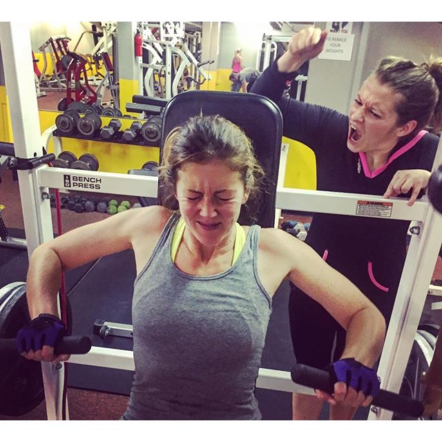 Jessie encouraging Stacy during some chest press at the gym tonight. #personaltrainer #gym #denver #colorado #fitness #personaltraining #fitnessmotivation #bodybuilder #bodybuilding #motivation #benchpress #chestpress #quads #girl #woman #fit #squats #squat #lunges #legs #legday #weightlifting #weighttraining #workout #sweat #women #cardio #strong #girls