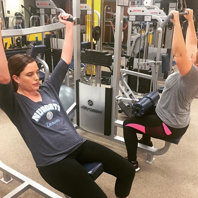 Ariel and Erica at group personal training. #personaltrainer #gym #denver #colorado #fitness #personaltraining #fun #bodybuilder #bodybuilding #deadlifts #life #running #quads #girl #woman #fit #squats #squat #lunges #legs #legday #weightlifting #weighttraining #men #sweat #women #cardio #strong #girls