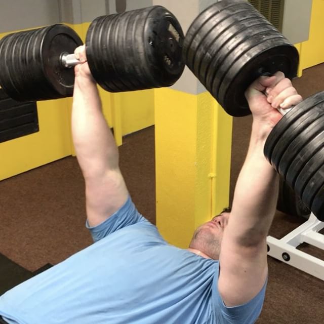 Clint throwing up the 110 lb dumbbells tonight #bootcamp #personaltrainer #gym #denver #colorado #fitness #personaltraining #trainerscott #getinshape #fatloss #loseweight #ripped #toned #chestpress #benchpress #chest #bench #chestday #pecs #arms #arm #armday #shredded #pumped #triceps #biceps #tris #jacked #strong #men