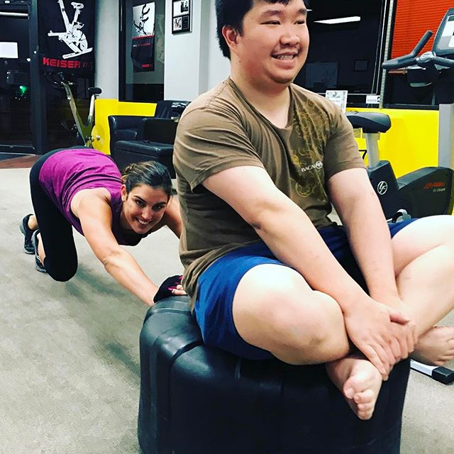 Cheryl pushing Kevin on the plate. And Kevin has his shoes off for some reason. #personaltrainer #gym #denver #colorado #fitness #personaltraining #fun #bodybuilder #bodybuilding #deadlifts #life #running #quads #girl #woman #fit #squats #squat #lunges #legs #legday #weightlifting #weighttraining #men #sweat #women #cardio #strong #girls