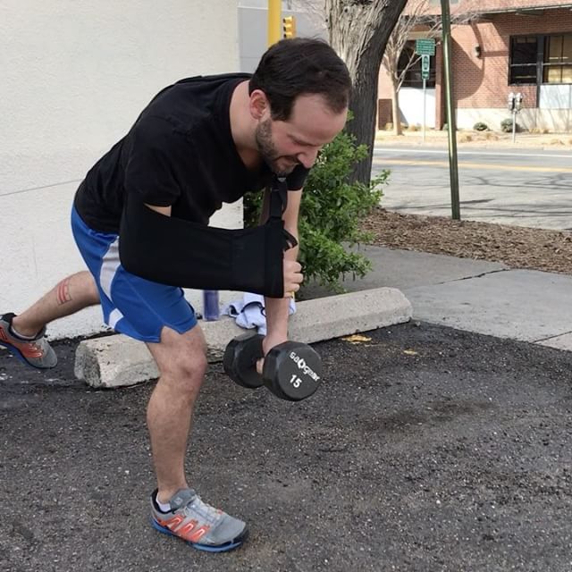 One arm and still working out… What's your excuse?  #Workout #Workouts #BootCamp #BootCamps #FitnessBootCamp #Outdoors #Rockies #RockyMountains #Fitness #Sweat #PersonalTrainer #PersonalTraining #DenverPersonalTrainer #FitnessClass #FitnessClasses #DenverFitnessClass #Sunny #Sun #Fit #Motivation #Fitspo