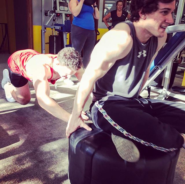 Jack pushing Thomas on the plate at group personal training #personaltrainer #gym #denver #colorado #fitness #personaltraining #fun #bodybuilder #bodybuilding #deadlifts #life #running #quads #girl #woman #fit #squats #squat #lunges #legs #legday #weightlifting #weighttraining #men #sweat #women #cardio #strong #girls