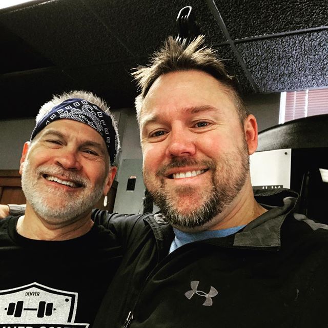 Trainer Scott and Jim. 9 years together.  #bootcamp #personaltrainer #gym #denver #colorado #fitness #personaltraining #trainerscott #getinshape #fatloss #loseweight #ripped #toned #chestpress #benchpress #chest #bench #chestday #pecs #arms #arm #armday #pushups #fitbabe #triceps #biceps #babe #strong #fitnessmodel