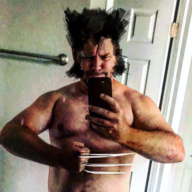 My old Marine buddy made this. Wolverine selfie. #wolverine #marvel #TrainerScott #funny #lol #comic #comics #logan #personaltrainer #denver #colorado #fit #fitness #weirdo #usmc #marine #marines #xmen #personaltraining #ripped #dude #goofball #bootcamp #pump #pumped #adamantium #halloween #comiccon #cosplay