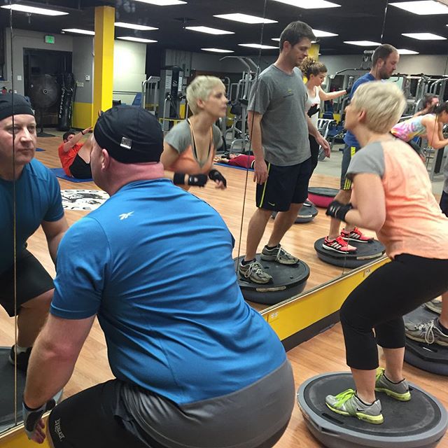 Boot camp bosu ball squats!  Say whaaaat!  #Bootcamp #personaltrainer #gym #denver #colorado #fitness #personaltraining #trainerscott #bodybuilder #bodybuilding #deadlifts #deadlift #glutes #quads #hamstrings #hamstring #hammies #squats #squat #lunges #legs #legday #weightlifting #weighttraining #men #fun #sweat #buff #strong